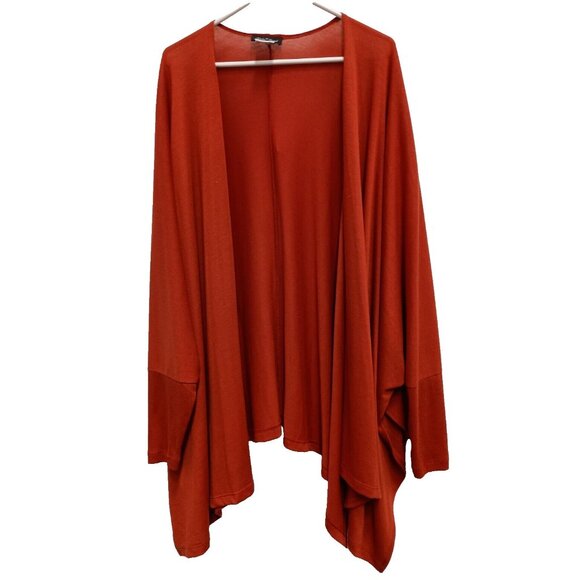 Slinky Brand Womens Cardigan Size 2X Orange Dolman Open Front Oversized BOHO - Picture 1 of 8